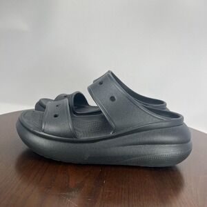 Crocs Classic Crush Sandals Women 8 Black Comfort 2‎ Straps Slip On Beach 207670